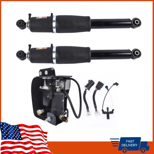 DURAFORCE Pair Air Suspension Shocks+Compressor Pump For Cadillac Escalade 1500 2001-2013