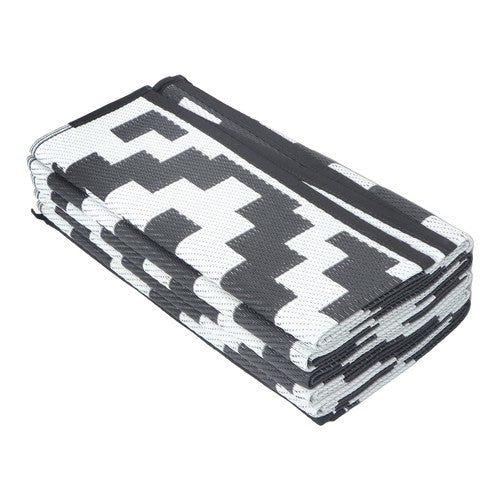 DURAFORCE 9x12 ft Waterproof Outdoor Rug Outdoor Plastic Straw Rug Carpet Black & White