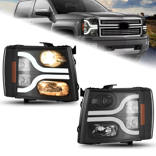 DURAFORCE Projector Headlights Lamp LED for 2007-2013 Chevy Silverado 1500 2500 3500 HD