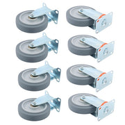 DURAFORCE 4Pcs Swivel Rubber Caster + 4 fixed wheels Total 8Pcs 5-Inch Grey Casters