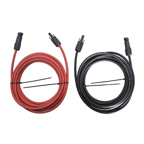 DURAFORCE 1 Pair 12AWG Black + Red Solar Panel Extension Cable Wire Connector