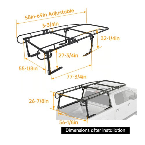 Adjustable Full Size Trunk Bed Truck Rack for Pickup Ladder Lumber Utility Kayak