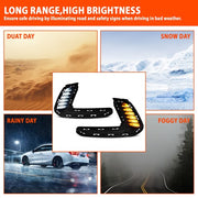 DURAFORCE For 2016-2018 Hyundai Elantra LED DRL Turn Signal Night Driving Fog Lights Pair