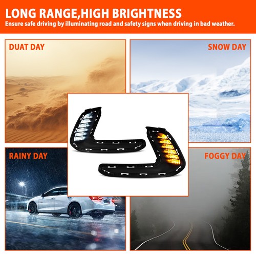 DURAFORCE For 2016-2018 Hyundai Elantra LED DRL Turn Signal Night Driving Fog Lights Pair
