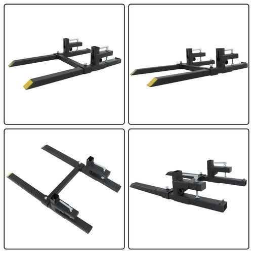 DURAFORCE 43" Pallet Forks Clamp On Tractor Forks w/Adjustable Bucket Forks 2000lbs