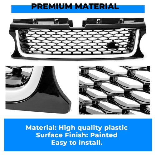 Upper Bumper Diamond Mesh Grille for 2010 2013 Land Rover Range Rover Sport
