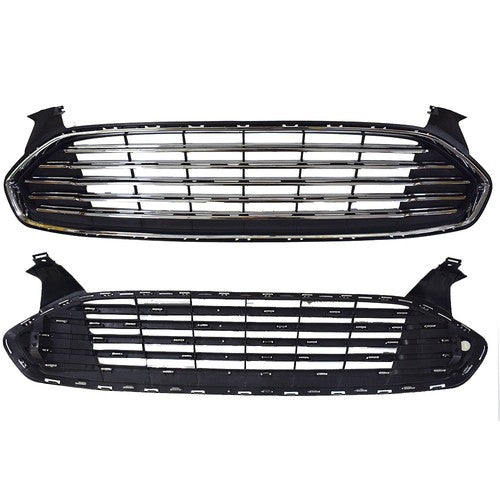 DURAFORCE For Ford Fusion 2013-2016 2pcs Front Upper & Lower Mesh Grille Replacement