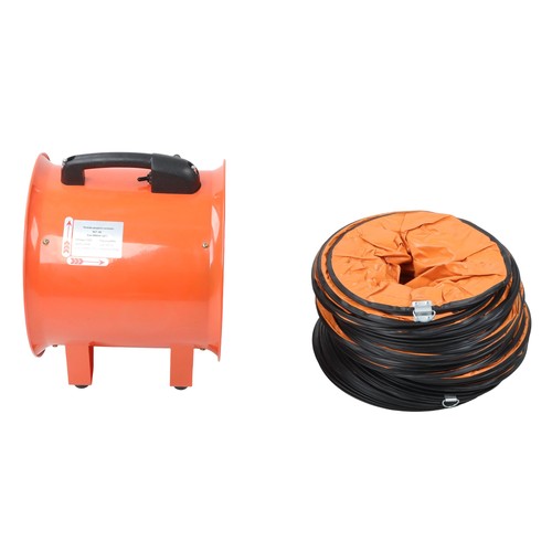 DURAFORCE Portable Blower Steel 10 Inch, 1520 CFM 320W Industrial Orange 33ft Ducting