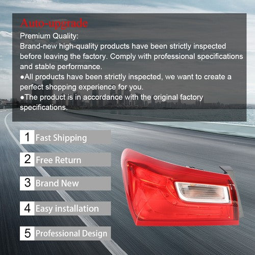 DURAFORCE Driver Left Side Tail Light Lamp Red Outer Replace For 2016-2021 Chevy Malibu