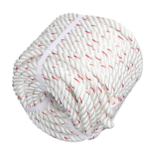 DURAFORCE 1790 Pounds white Red 5/8 'x 120'High Strength Braided Rope Breaking Strength
