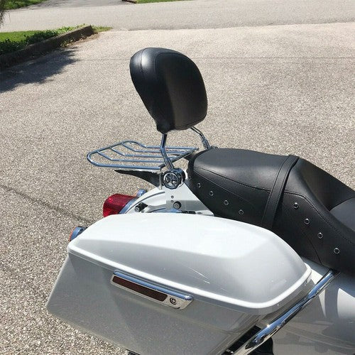 DURAFORCE Adjustable Backrest Sissy Bar Luggage Rack For Harley Touring Road Glide 2009-24