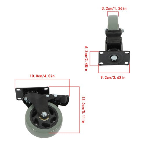 DURAFORCE 4 Pack Grey 4 Inch Swivel Caster Wheels Heavy Duty With brake