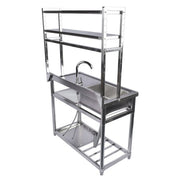 DURAFORCE 39.4in Stainless Steel Utility Sink Set, Single Bowl Commercial Sink w/ Shelves