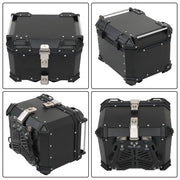 DURAFORCE Black 45L Motorcycle Top Case Tail Box Thick Aluminum Hard Trunk With Backrest