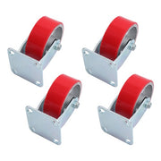 DURAFORCE 4 Pcs Polyurethane 3200Lbs 5"×2" Caster Wheels Red Straight Wheels Heavy Duty