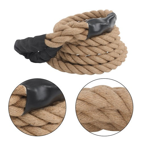 DURAFORCE 1.5” × 15FT Climbing Rope Gym Fitness Strength Training Exercise Rope Brown