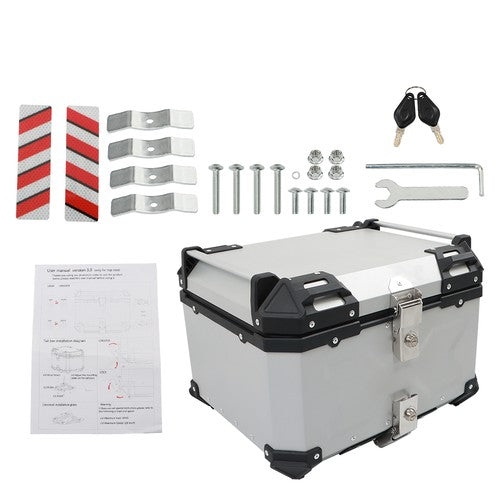 DURAFORCE 55L Silver Luggage Waterproof Tail Box Scooter Trunk Storage Top Case Motorcycle