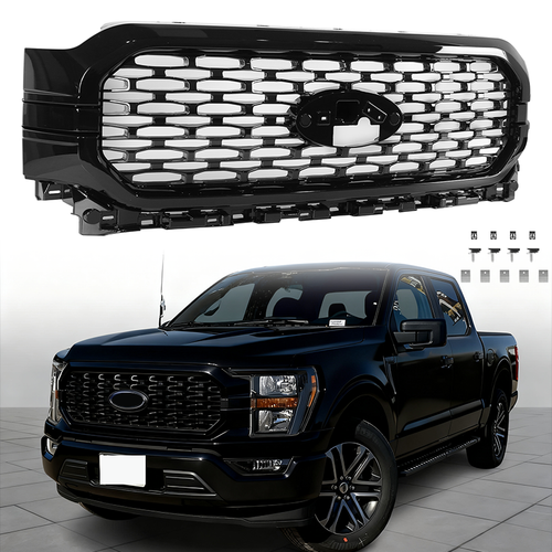 DURAFORCE For 2021 2022 2023 Ford F150 F-150 XL XLT Front Bumper Grill Upper Grille Black