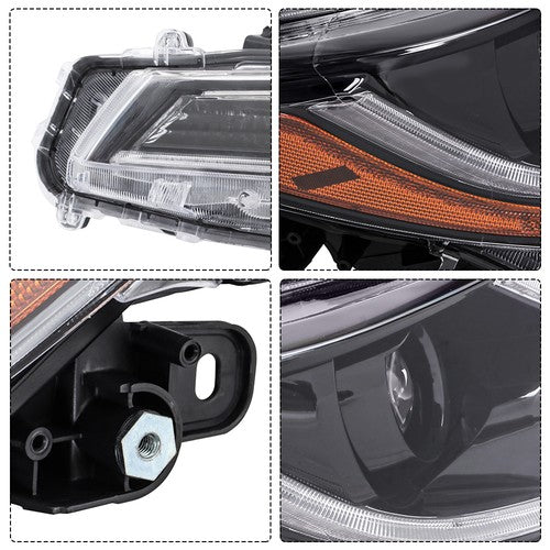 DURAFORCE Black For Toyota Corolla 2023-2024 Pair LED Clear Headlights&Front Lower Grill