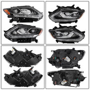 DURAFORCE For Nissan Rogue 2014-2016 RH&LH Black Housing Clear Lens LED Type Headlights