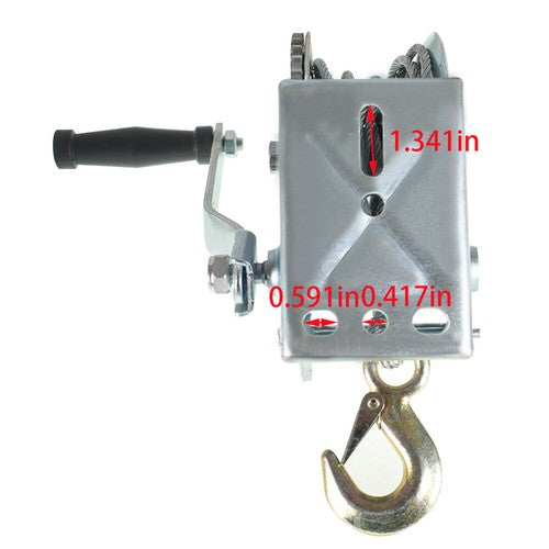 DURAFORCE 1600lbs Hand Winch Hand Crank Trailer Winch W/10m (32ft) Cable Manual Winch