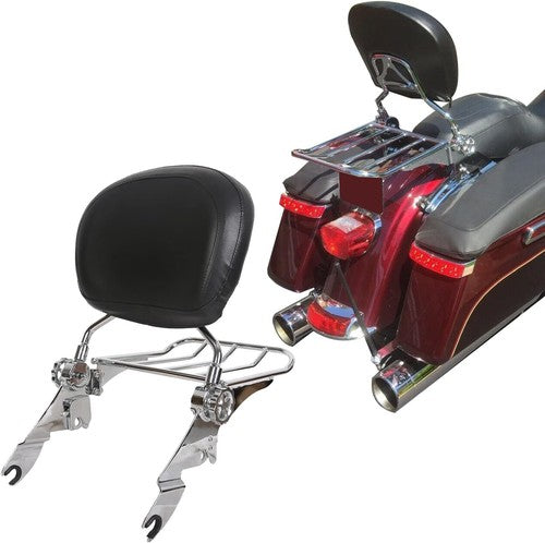 DURAFORCE Adjustable Backrest Sissy Bar Luggage Rack For Harley Touring Road Glide 2009-24