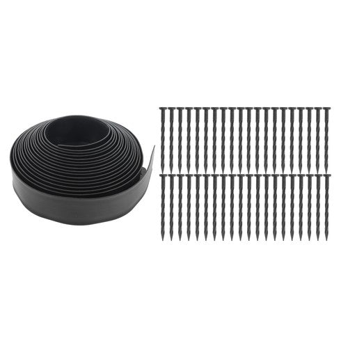 DURAFORCE No Dig Lawn Border L-shaped Lawn Garden Edging Kit With Anchoring Spikes Plastic