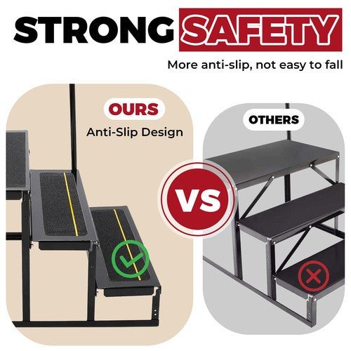 3 Step Anti-Slip 660lbs Stair With Handrail for RV Camper Hot Tub Portable