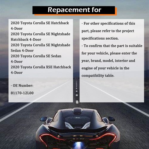 DURAFORCE Left+Right Side Headlights Headlamps Black Housing For Toyota Corolla 2020 2021