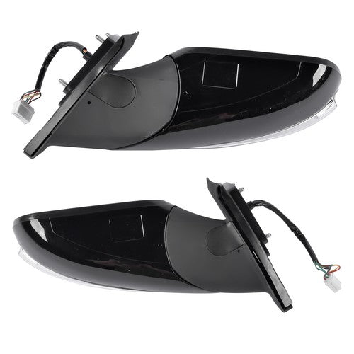 DURAFORCE 2Pcs Black Power Mirrors with Turn Signal Heated for Hyundai Sonata 2011-2014