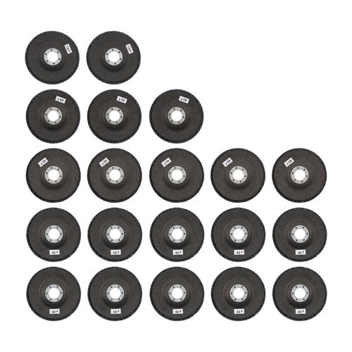DURAFORCE 20 PCS T29 Flap Discs 4.5" x 7/8" 40/60/80/120 Grit Angle Grinder Sanding Disc