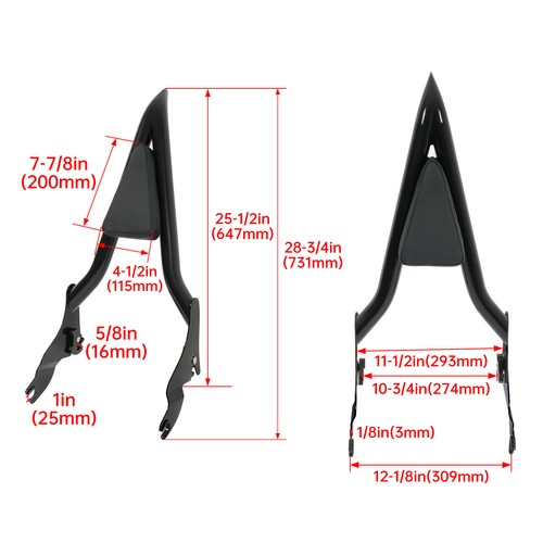 28 Inch Tall Passenger Backrest Sissy Bar for Harley Road King Street Glide 2009-25