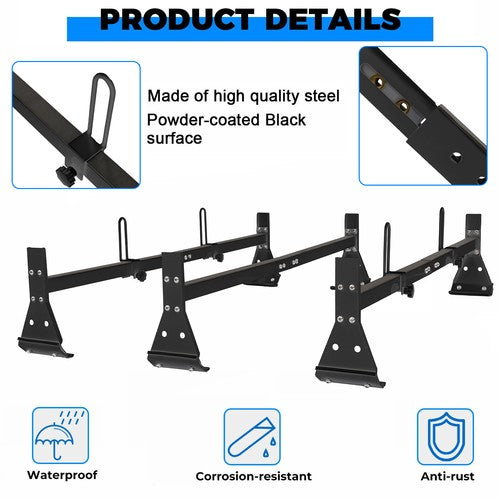 59 800lbs For Chevy Express Fullsize Van 3 Bar 96-23 Ladder Roof Rack Cross Bar