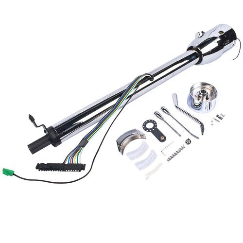 DURAFORCE 30" Chrome Stainless Automatic Steering Column w/9 Hole Wheel Adapter non-keyed