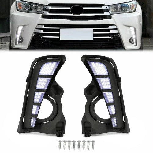 DURAFORCE For Toyota Highlander 2017-2019 LED DRL Daytime Running Lights Driving Fog Lamps