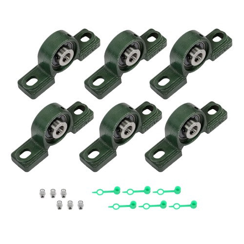 DURAFORCE 6PCS UCP201-8 Pillow Block Bearing 1/2" Bore 2 Bolt Cast Iron Base Self-Aligning