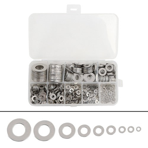 DURAFORCE Flat Washer 304 Stainless Steel Washers Assortment Set Value Kit 600 Pieces Set