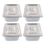 DURAFORCE Restaurant Steam Table Pans 4 Pack 1/2 Size 6 Inch Deep Thickened with Lid