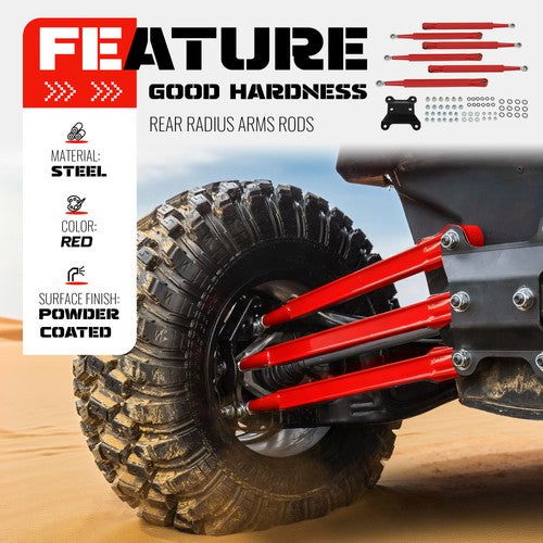 Red Boxed Rear Radius Arms for Can Am Maverick X3 2017 Plus 64 Inch Body Powder Coated