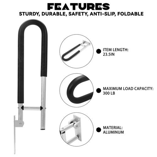 DURAFORCE Folding Handicap Grab Bars Rails Toilet Handrails Bathroom Support Safety Rail