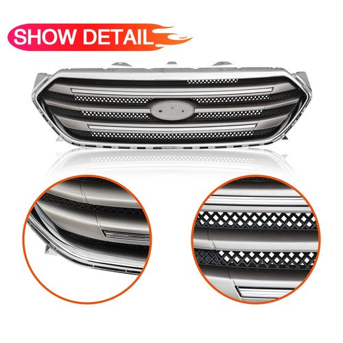 DURAFORCE Fit 2013-2019 Ford Taurus Front Bumper Lip Upper Grille Assembly Chrome Grill