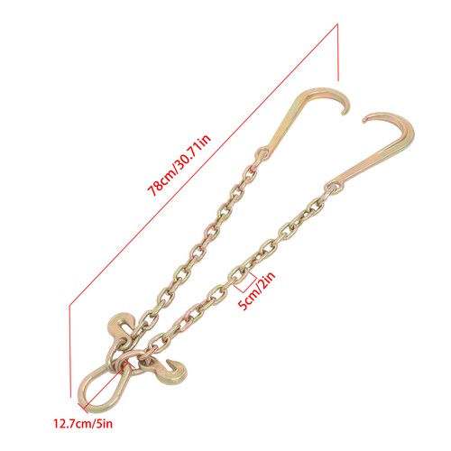 DURAFORCE 3/8in*2ft G80 Chain Double Limb Hook Chain Working Load 7100lbs 15IN J Hooks