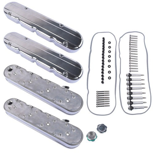 DURAFORCE LS Smooth Cast Aluminum Valve Cover w/Coil Mounts Cover for Chevy GM LS Polished