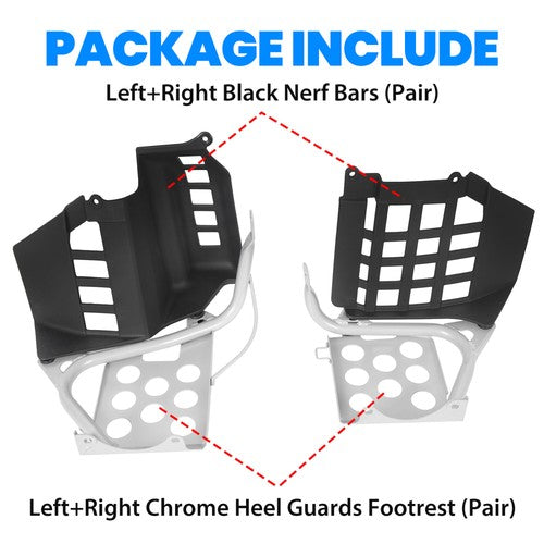 Heel Guard Footrest with Black Nerf Bars for Yamaha Banshee 1987 2006 LH RH