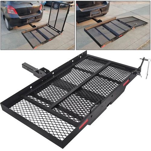 DURAFORCE Mobility Carrier Trailer Hitch Mount Cargo Folding Wheelchair Scooter Rack Ramp