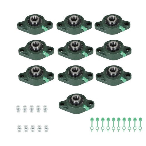 DURAFORCE 10PCS UCFL202-10 Pillow Block Flange Bearing 5/8" Bore 2 Bolt Solid Base