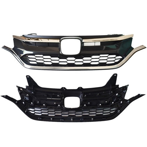 DURAFORCE Front Grille Upper Trim & Lower Grille For Honda CRV 2015-2016 Black Plastic