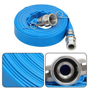 DURAFORCE Blue 1-1/4" x 50FT PVC Irrigation Discharge Hose W/Aluminum Connectors for Pools