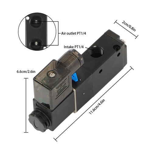 DURAFORCE 1/4" 3 Way 2 Position Inline Directional Control Electric Solenoid Valve 24V DC