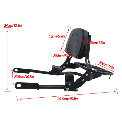 DURAFORCE For Bonneville T100 T120/Black 2016-2024 Backrest Sissy Bar w/ Luggage Rack USA